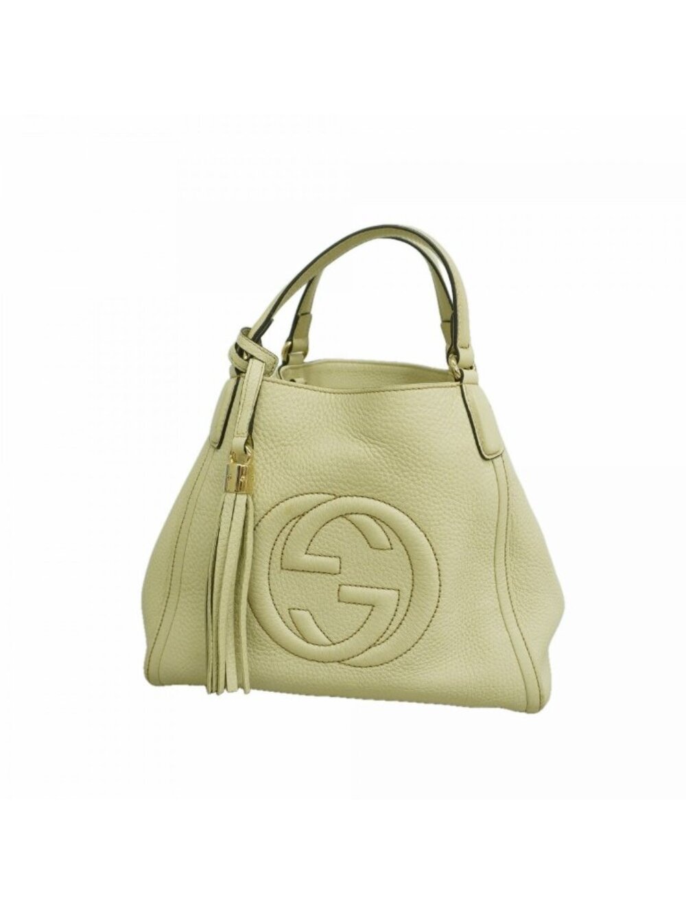 Gucci Handbag Leather Ivory Chien Panning Gold